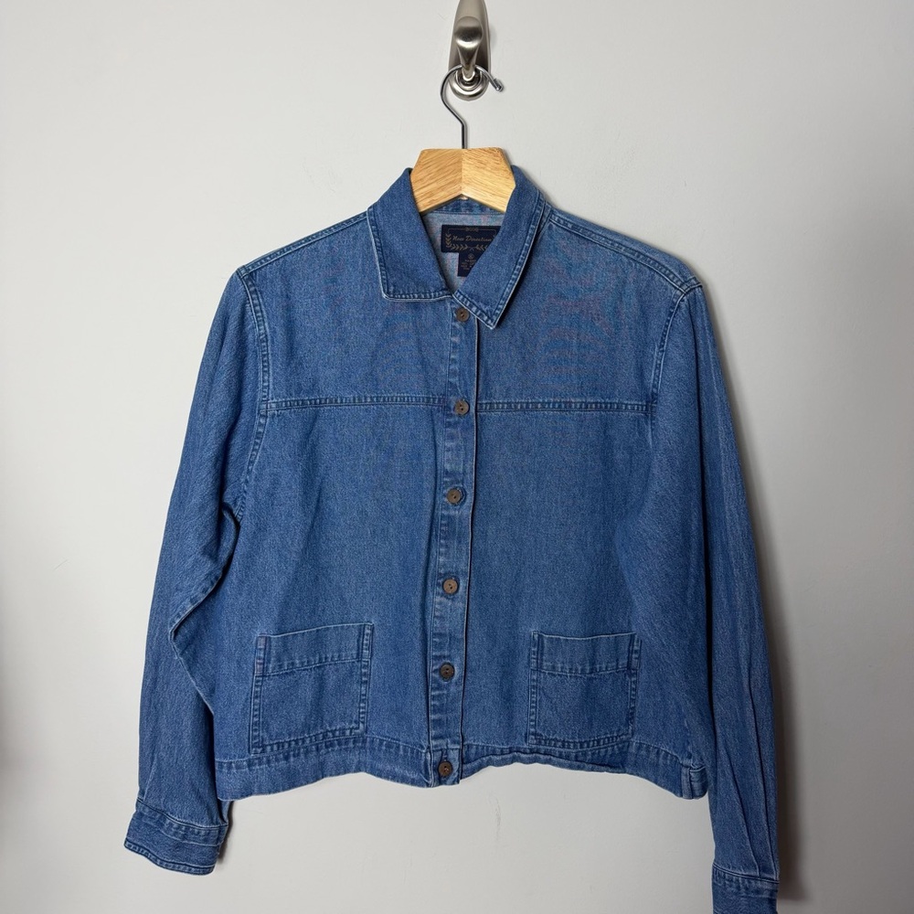 Vintage Jean Jacket Boxy Denim Coat Button Up Shacket XL *c - Picture 1 of 9